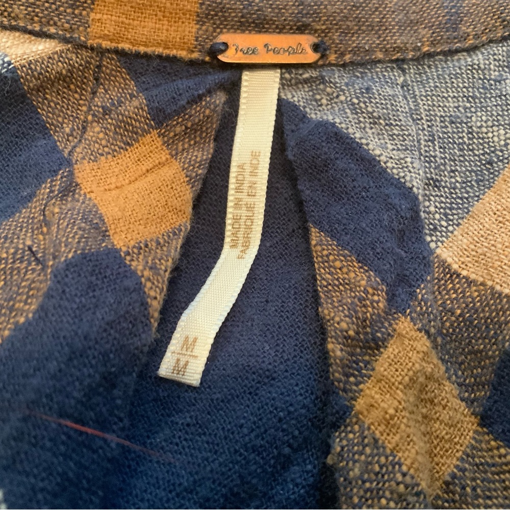 Free People | Preppy in Plaid Ruffled Button Down cute sexy top size M - Picture 10 of 14